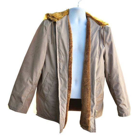 Vintage Triton Hall Hong Kong Men’s Ski Jacket Faux Fur Lined Beige Hood - Picture 5 of 16